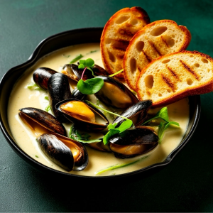 Мидии в сливочном соусе